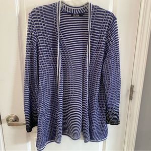 🌟🛍️ NIC+ZOE cardigan blue black life knit long open cardigan Llarge L GUC